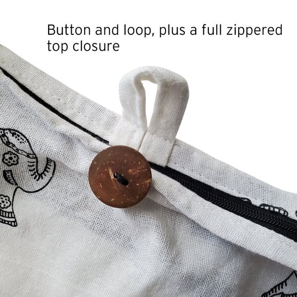 Boho Elephant Crossbody Cotton Purse Made in Thailand 100% Cotton Comfy Bag - Picture 4 of 16